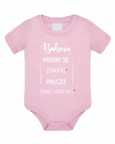 

Różowe Body Dziecięce Z Twoim Nadrukiem 3-12M