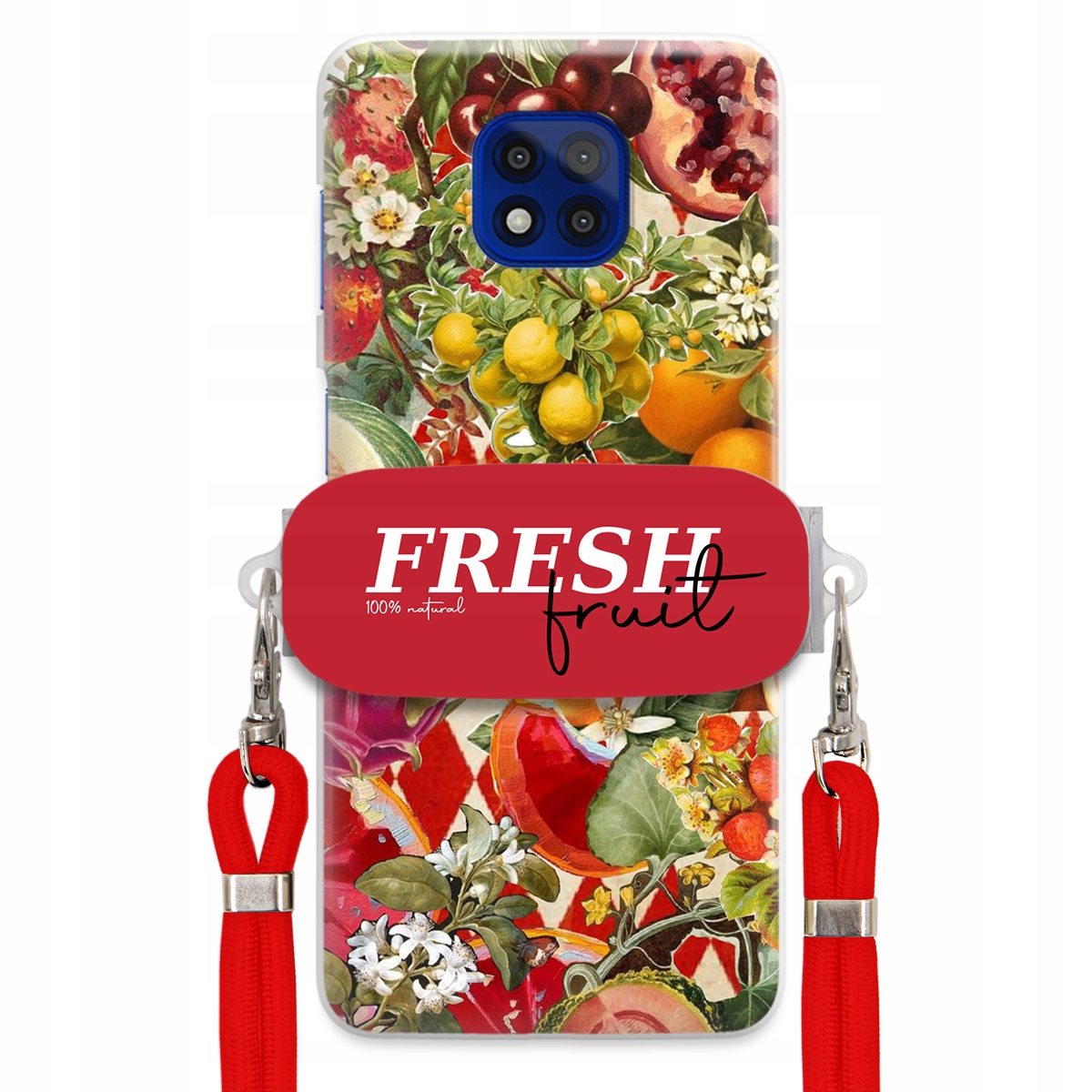 Pouzdro pro Motorola G Power 2021 Červené Crossbody vodítko Držák Fresh Fruit