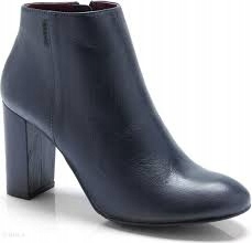Tmavě modré kožené dámské kotníkové boty na podpatku Nessi 39