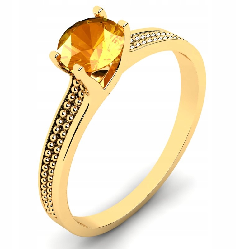 

Pierścionek Złoty Zaręczynowy Z Cytrynem
