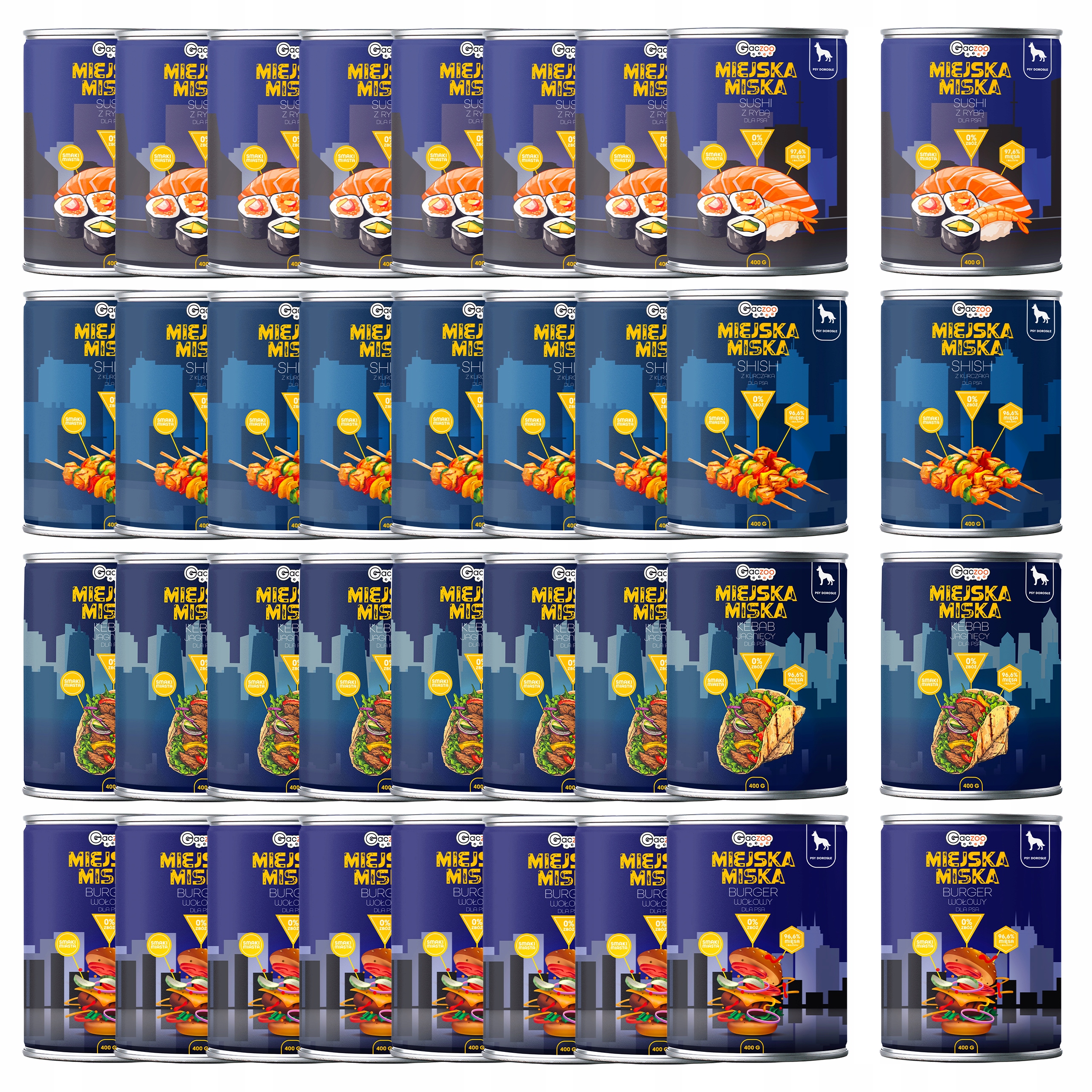 Levně Gaczoo Městská miska bezobilná krmivo mokré pro psa Mix chutí 36 x 400 g