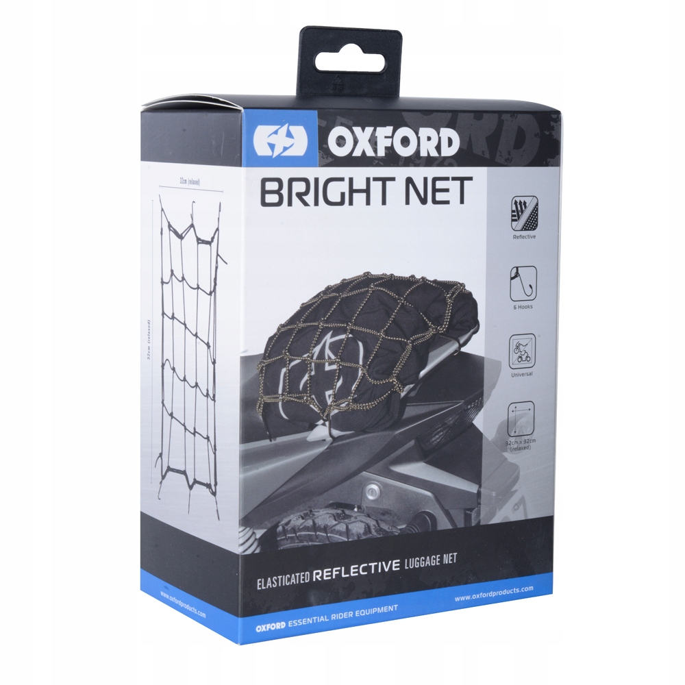 Siatka Bagażowa Motocyklowa Odblaskowa Oxford Bright Net Black/Reflective
