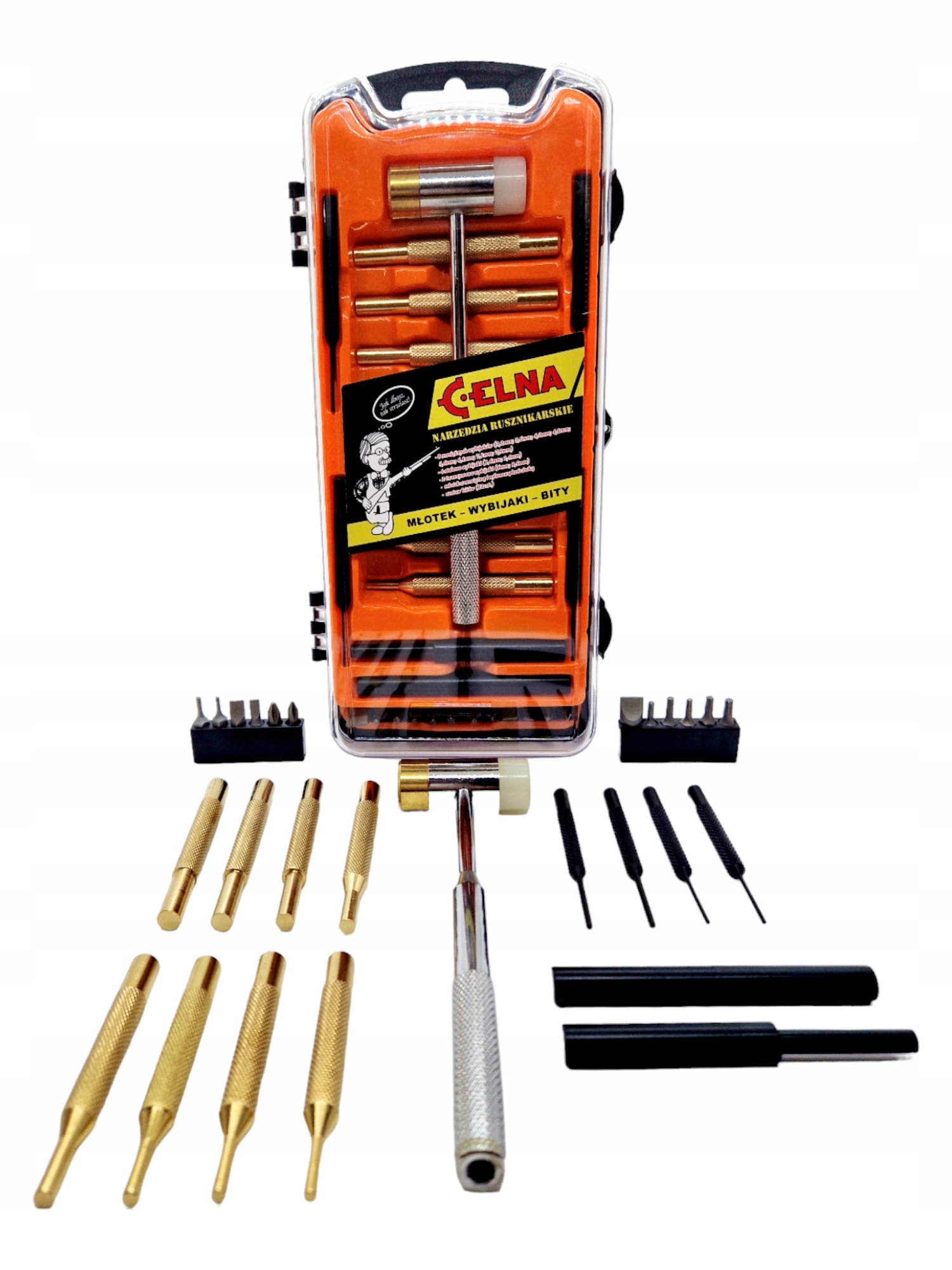 Sada ručních nástrojů (kladívko-vyrážky-bity) Celna