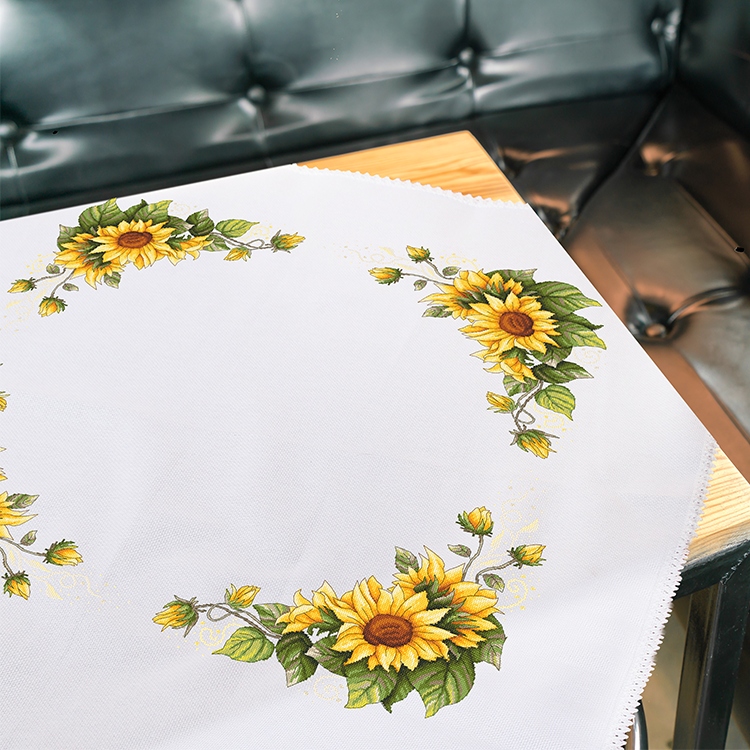 Křížková výšivka Vyšívací sada Vintage slunečnicový ubrus