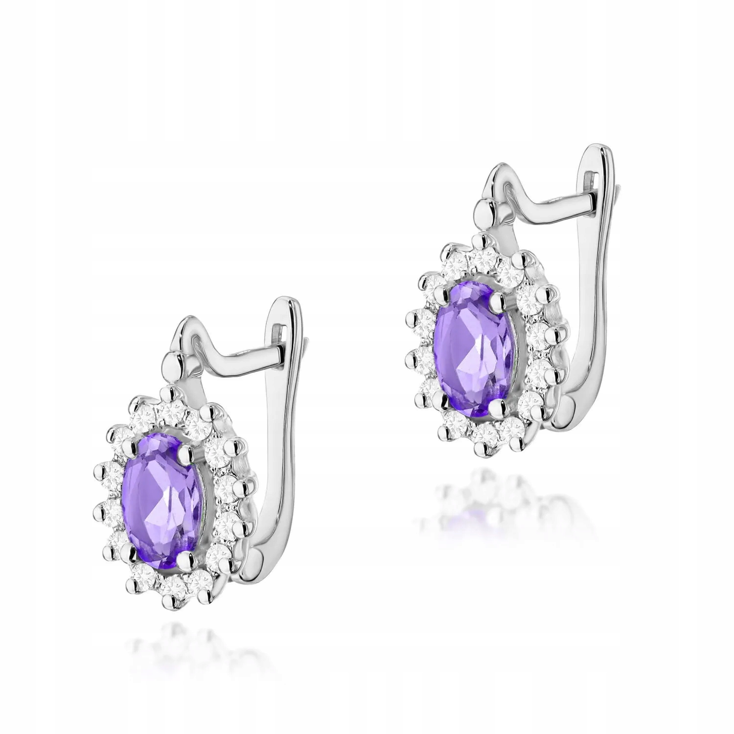 Złote kolczyki z ametystem 2 x 0,40ct białe złoto pr. 585