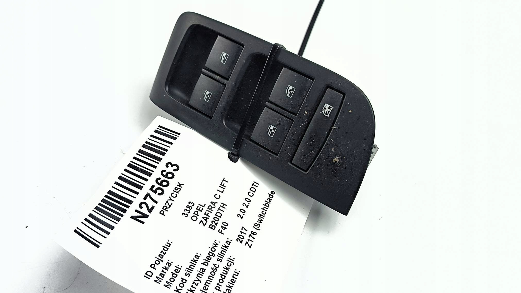 control panel of the window 13408458 OPEL ZAFIRA C LIFT