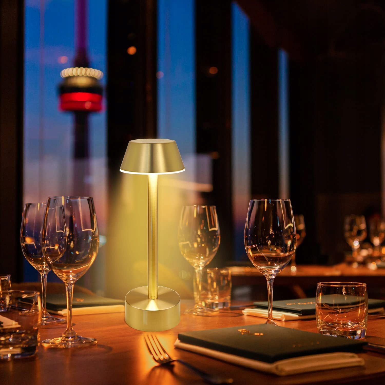 LAMPKA NOCNA LED NA ŚCIEMNIALNA ZŁOTA DOTYKOWA STOŁOWA LAMPA DO SYPIALNI Długość/wysokość 1 cm