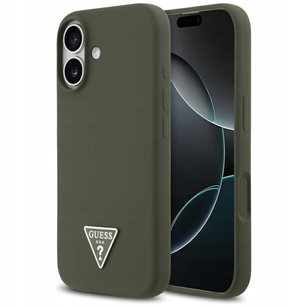 Guess – Silicone Triangle Logo MagSafe etui na iPhone 17 – khaki