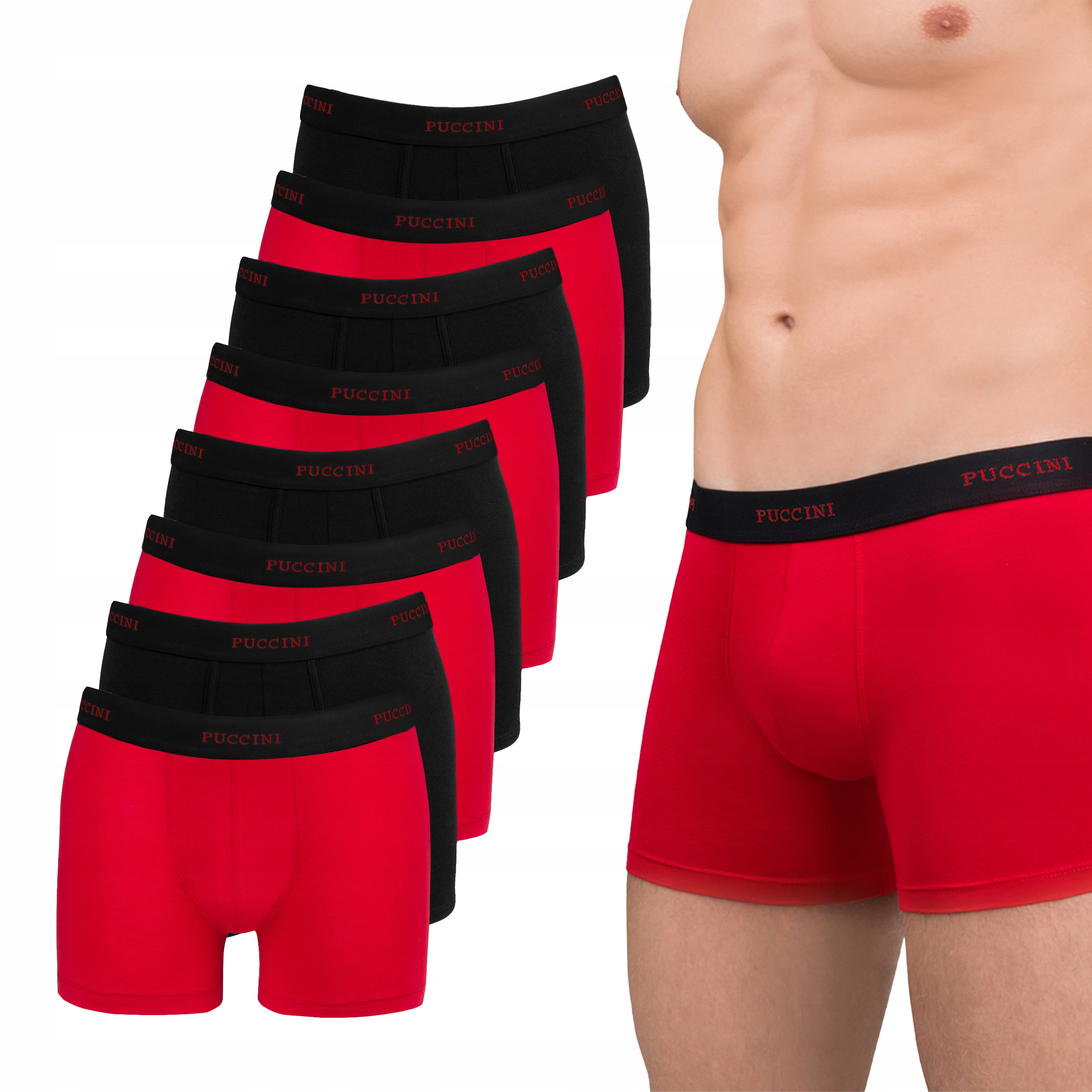 Pánské boxerky Puccini Černé Červené Sada 8 kusů Bavlna XL BX05XL-1-3