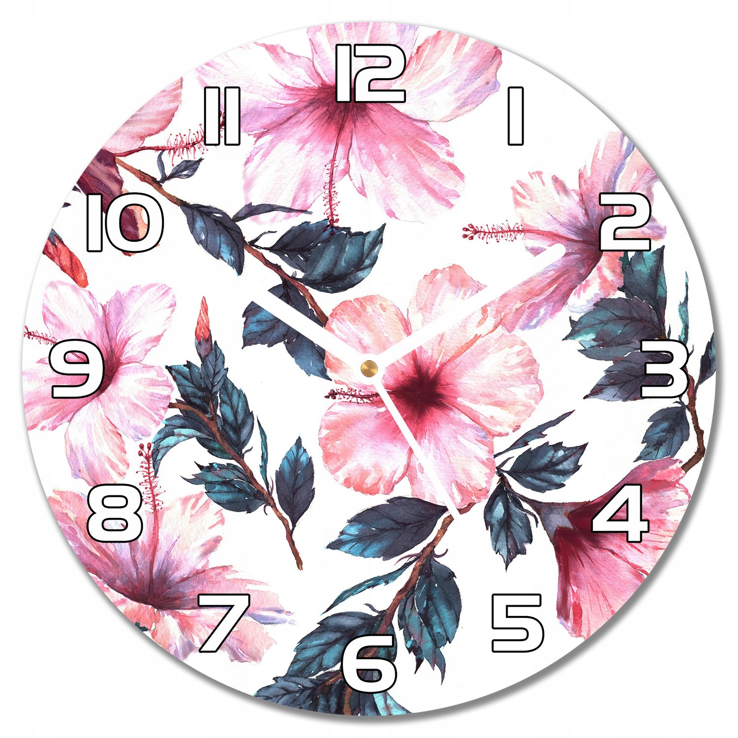 

Cichy zegar ścienny Różowe kwiaty hibiskusa f30