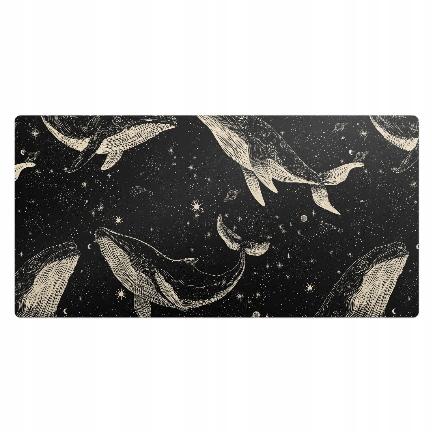 Vinylová ochranná podložka s moderním vzorem Velryby v galaxii 100 x 50 cm