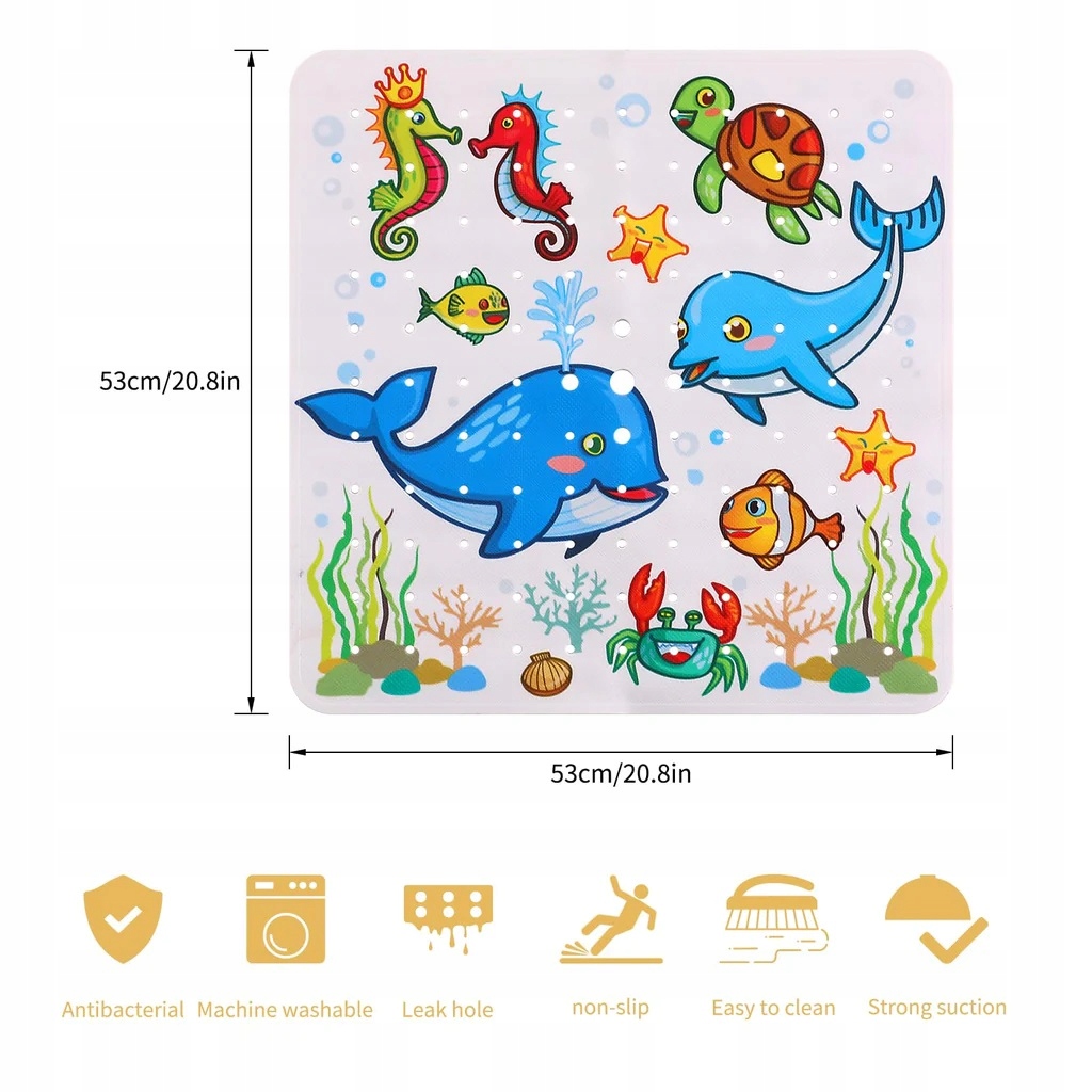 ANTYPOŚLIZGOWA MATA POD PRYSZNIC BRODZIK 53x53 WZORY DLA DZIECI EAN (GTIN) 4036763150870