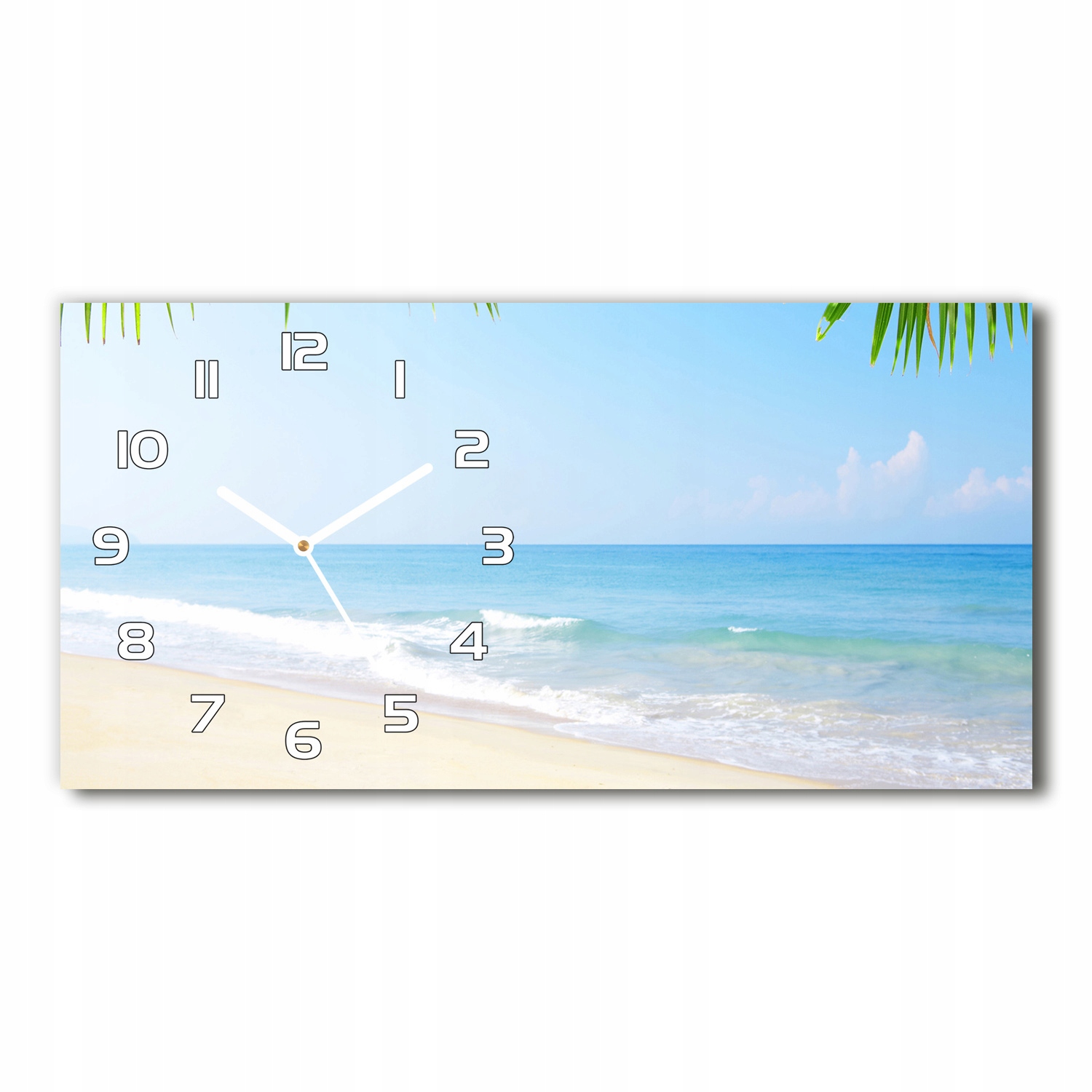 

Zegar ze szkła na ścianę Tropikalna plaża 60x30 cm
