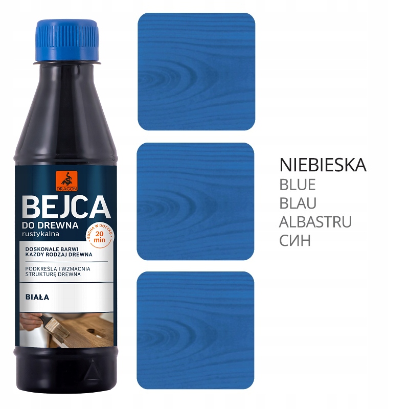 Bejca Do Drewna Rustykalna Dragon 200ml NIEBIESKA