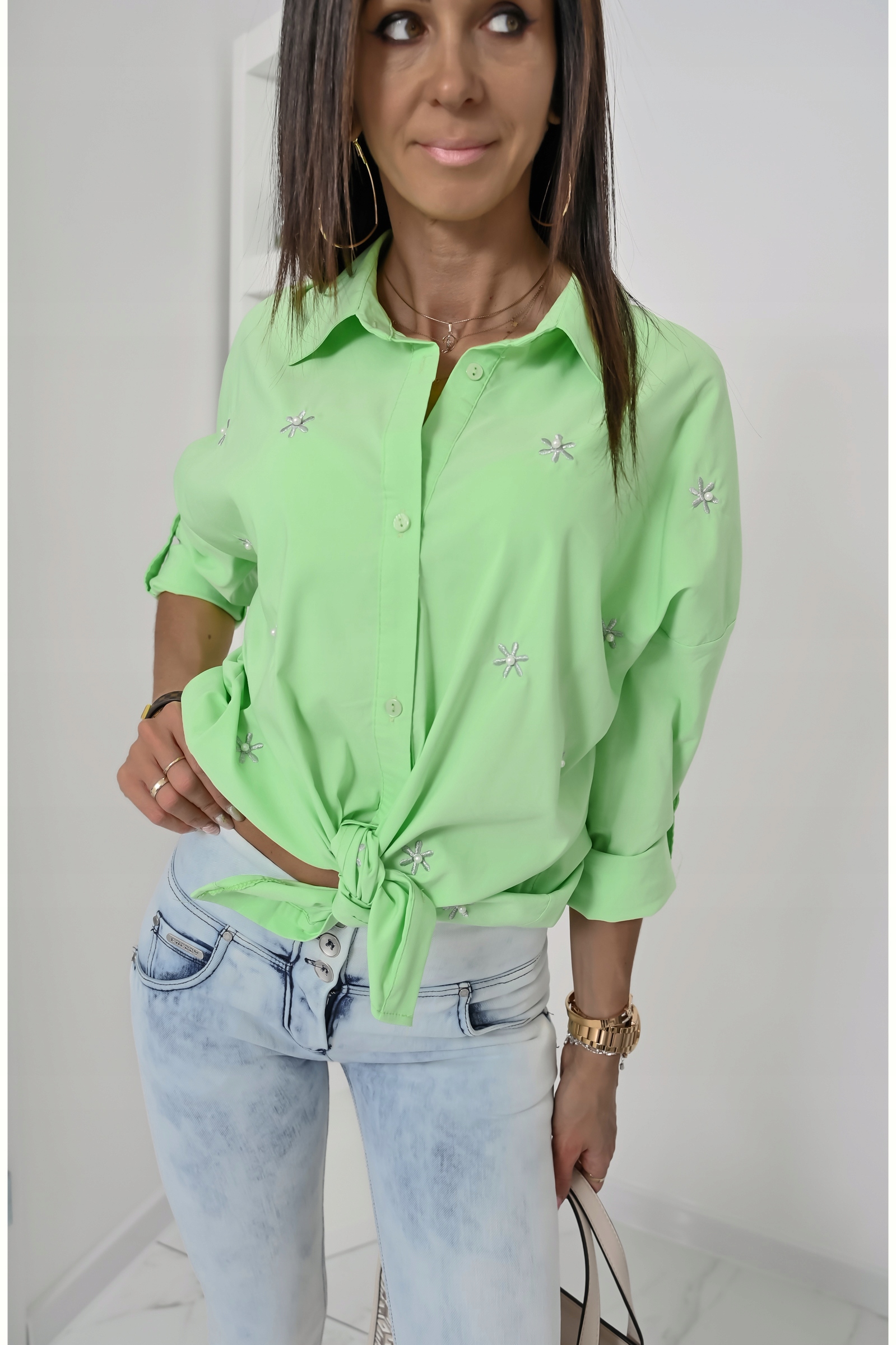 CASUALOWA KOSZULA OVERSIZE EMMELINE! WZ.7 XL Zapięcie guziki