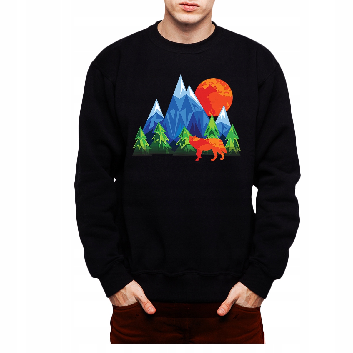 

Wilk Księżyc Góry Bluza Męska Czerń S