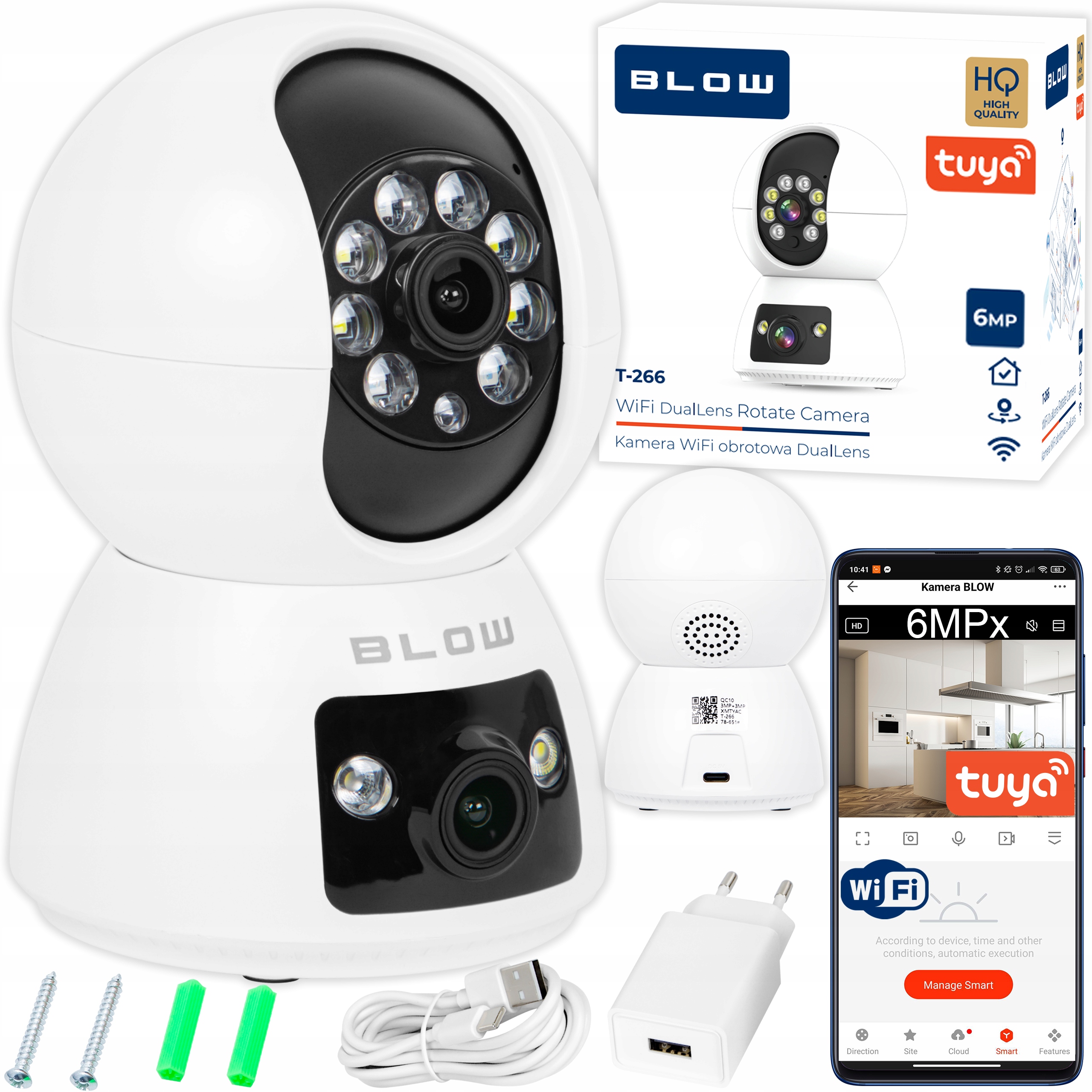 Wifi Ip Kamera 6MP 2 Objektivy Tuya Smart Vnitřní Chůvička Ptz Živé Hd