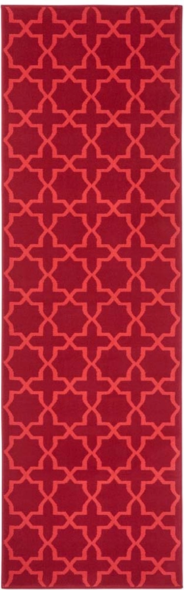 Červený koberec běhoun s krátkým měkkým vlasem 80 x 500 cm