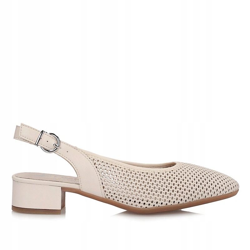 Dámské lodičky Rieker 43458-60 béžové s přezkou a odkrytou patou