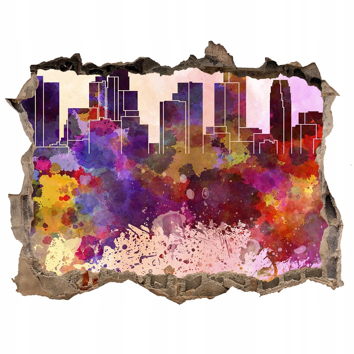 

Fototapeta dziura na ścianę 3d Los Angeles kolory