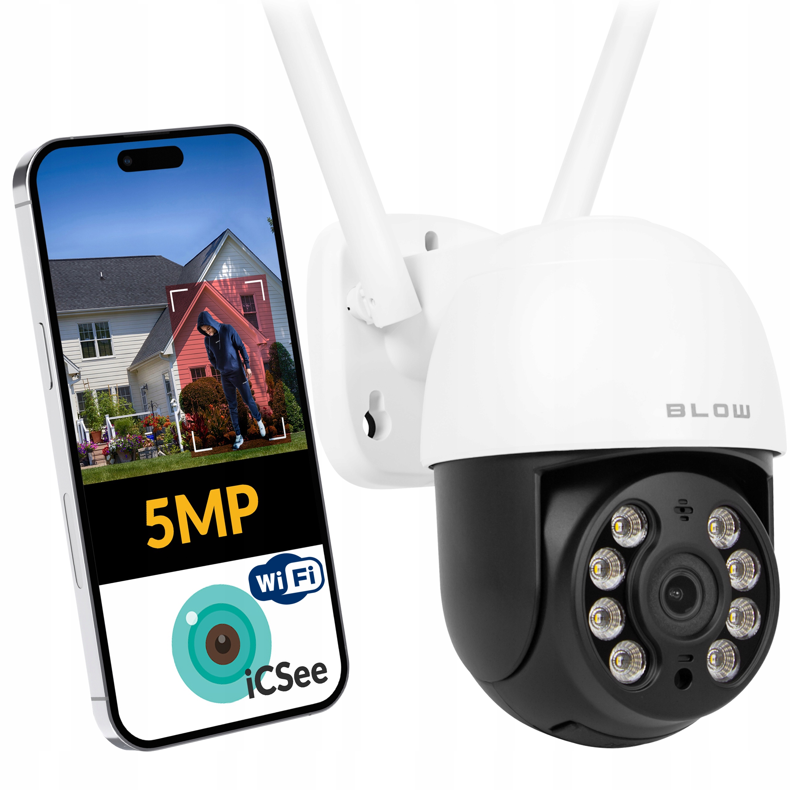 Externí Otočná Wifi Ip Kamera 5MP Ultra Hd Audio Smart Zoom IP66 Icsee