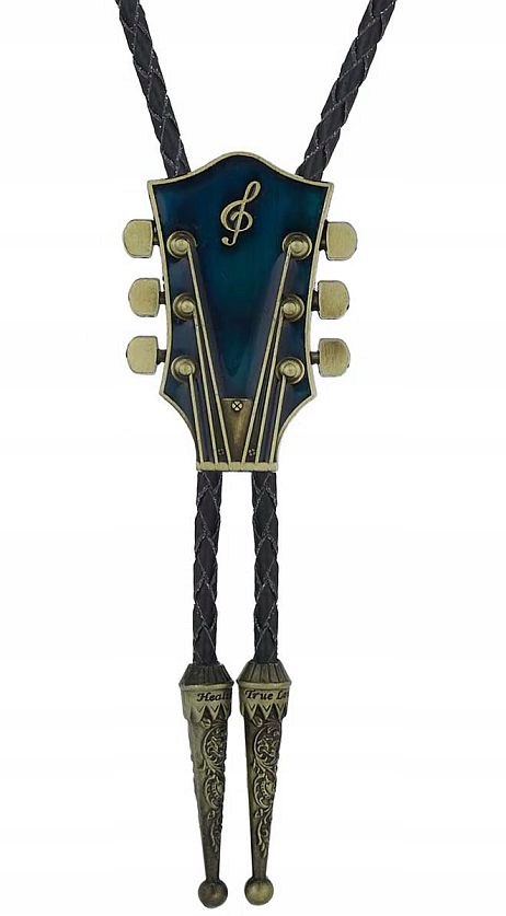 Gryf kytary grantově hnědá kravata bolo western pletená z přírodní kůže