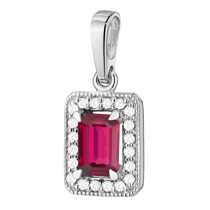 Zlatý Přívěsek Přívěsek pr. 585 s Rubínem 0,80 ct a Brilianty 14k