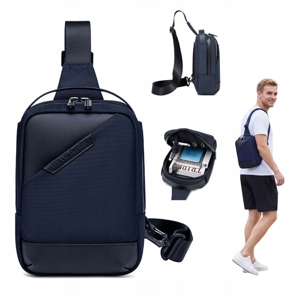 Pánská tmavě modrá voděodolná taška přes rameno, městská, velikost 2,7 L