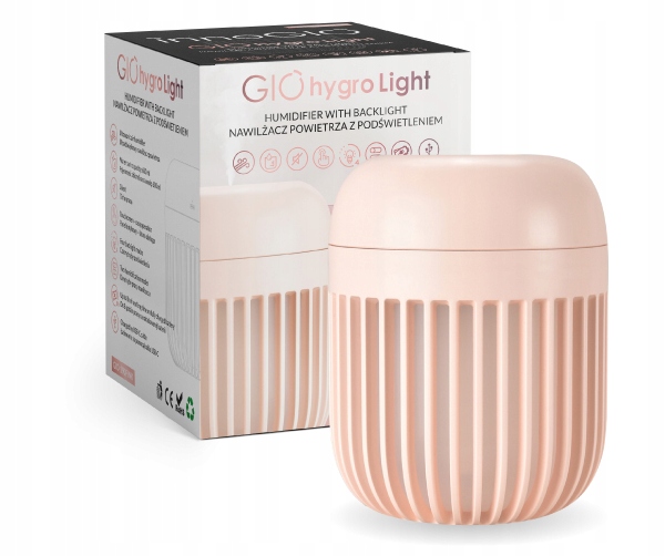 Zvlhčovač vzduchu s podsvícením růžový InnoGIO Giohygro Light GIO-190