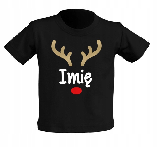 

Koszulka czarna nadruk Renifer z Imieniem 1 rok