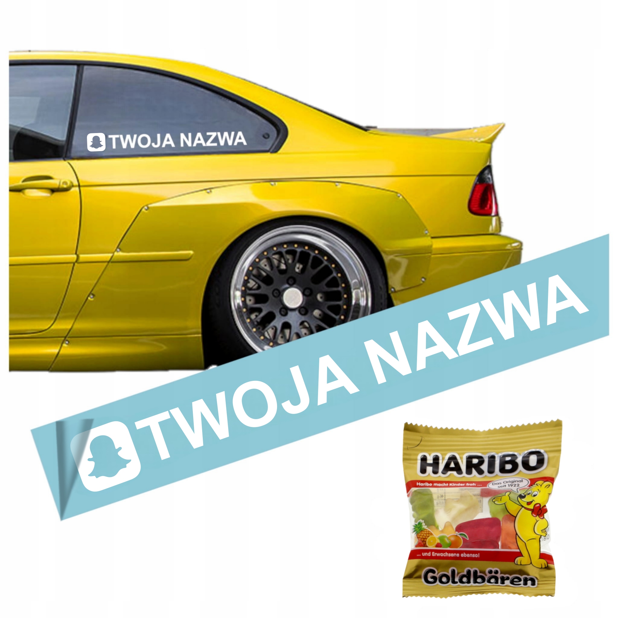 Naklejka Snapchat na samochód szybę Twoja Nazwa Konta Tekst Napis 20cm