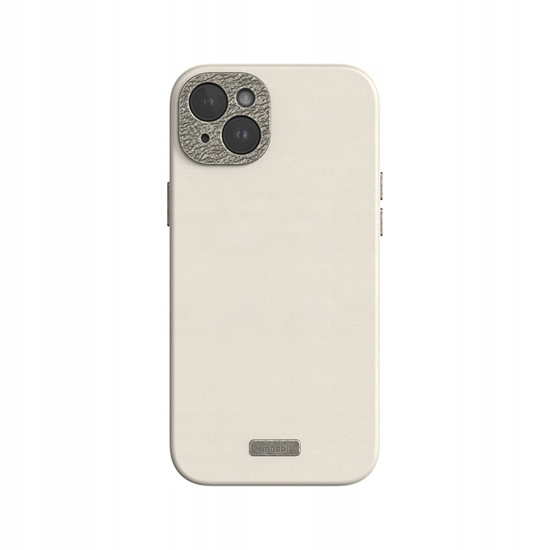 Moshi Napa MagSafe – Kožené puzdro pre iPhone 15 Plus (Eggnog White)