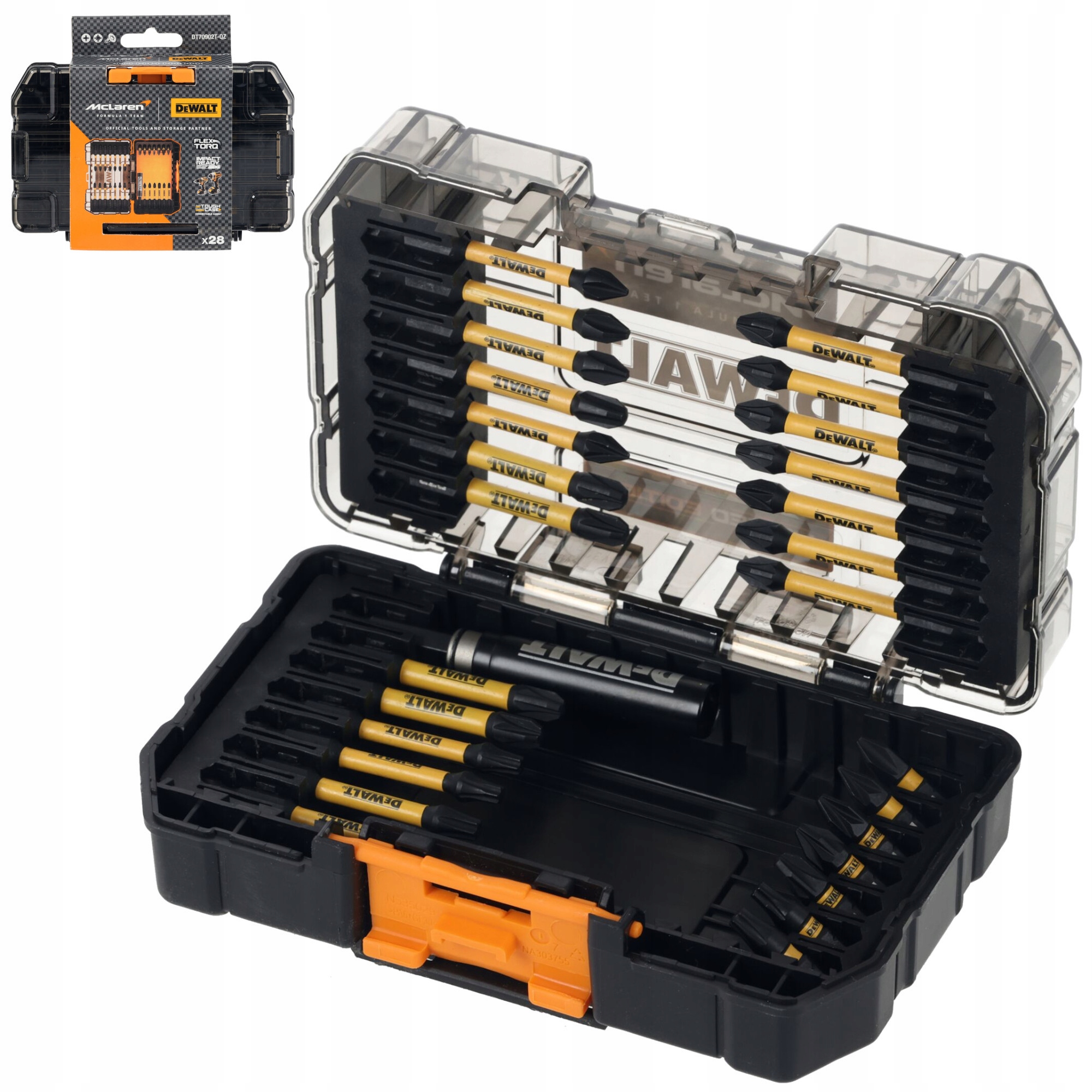 Zestaw bitów Ph Pz Torx w ToughCase+ 28el. McLaren DeWALT DT70902T