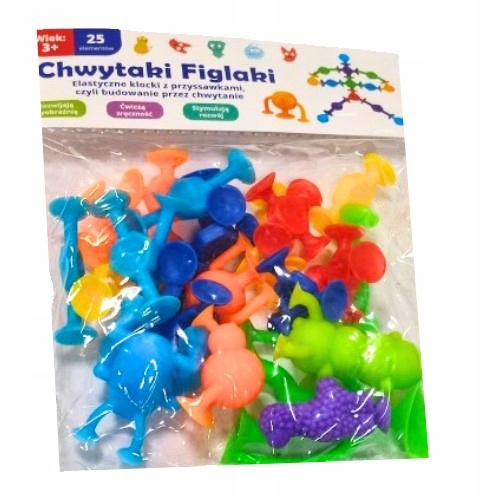 

Chwytaki figlaki wesołe przyssaweczki klocki 25el.