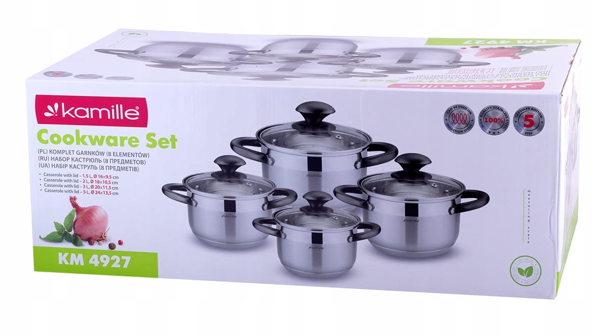 ZESTAW GARNKÓW 4927 INOX 1.5/2/3/5 L KAMILLE 8 ELE Kod producenta 5903148925530