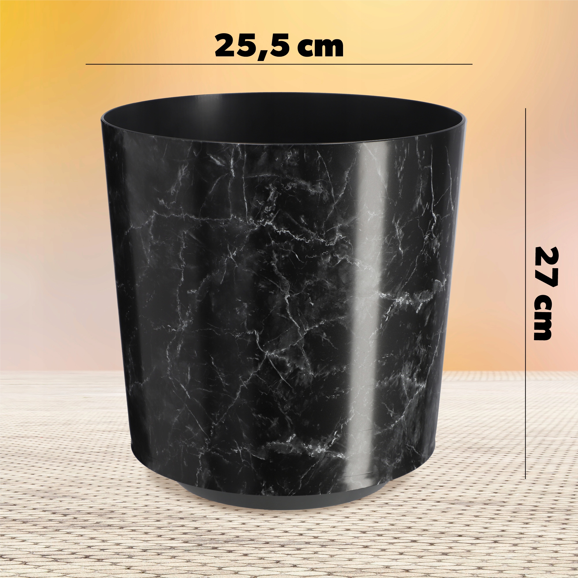 DONICZKA OSŁONKA NA DONICZKĘ CZARNY MARMUR 25x27cm Marka Kadax