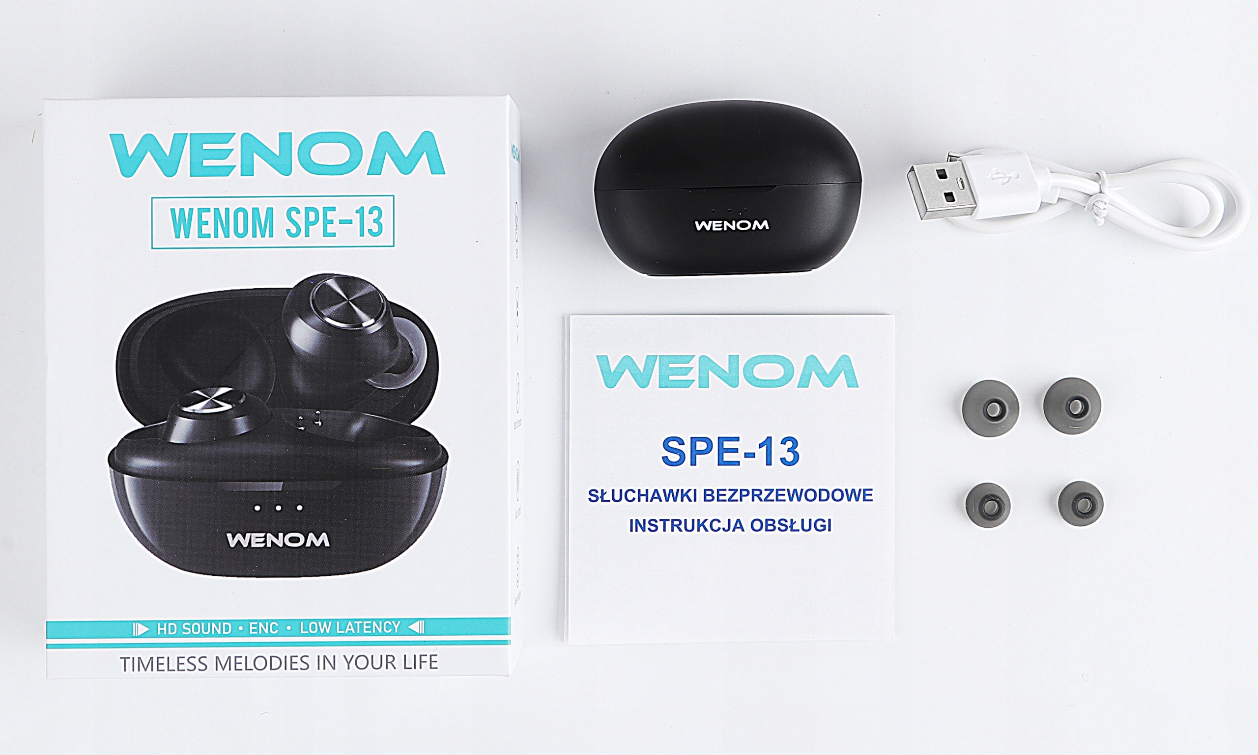 SŁUCHAWKI BEZPRZEWODOWE WENOM SPE-13 bluetooth 5.3 WODOODPORNE 2 mikrofony Czas czuwania 520 h