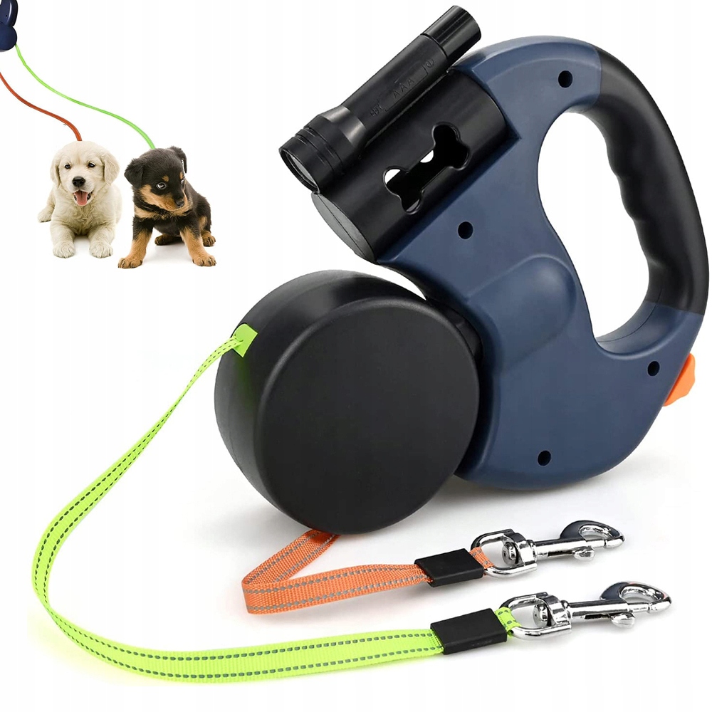 Vodítko Pro Malého 2 Psa Do 10 Kg S Aretací A Svítilnou 3M
