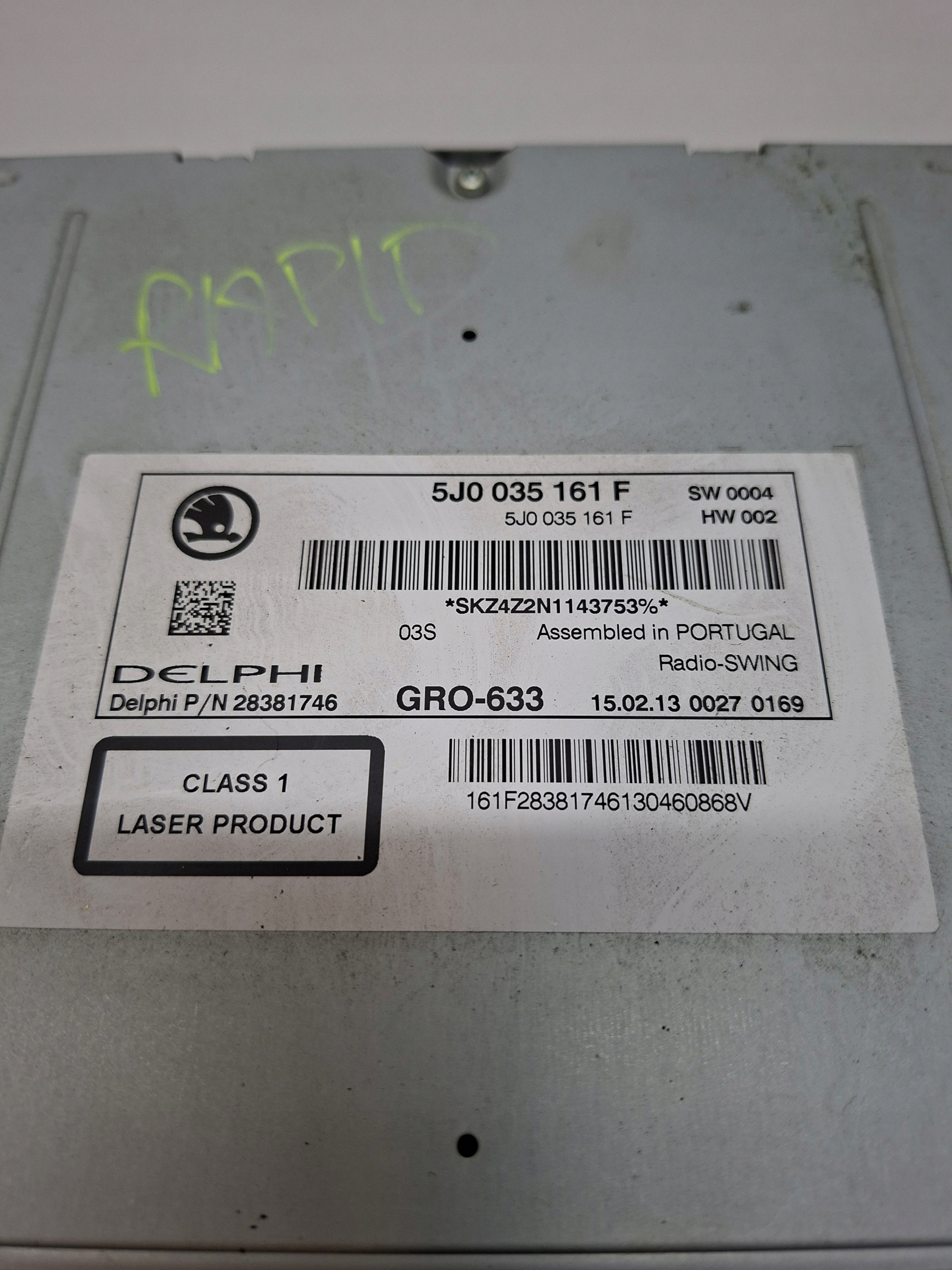 RADIO FABRYCZNE SKODA RAPID 5J0035161F
