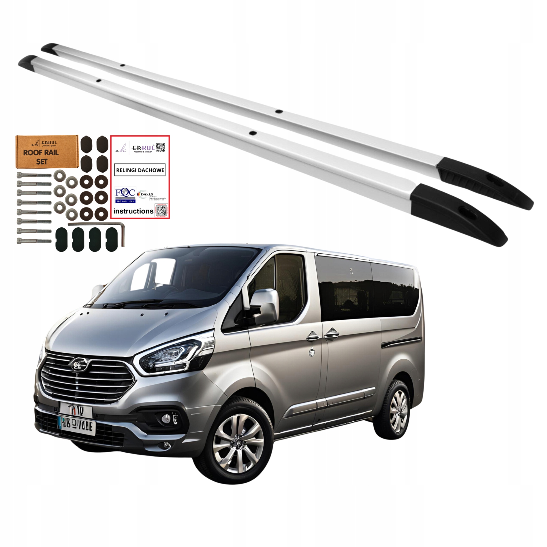 Integrované střešní lišty Ford Transit Custom Dlouhé od roku 2012, hliníkové
