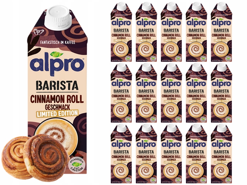 Alpro Barista Napój owsiano-sojowy o smaku bułeczki cynamonowej 16 x 750 ml