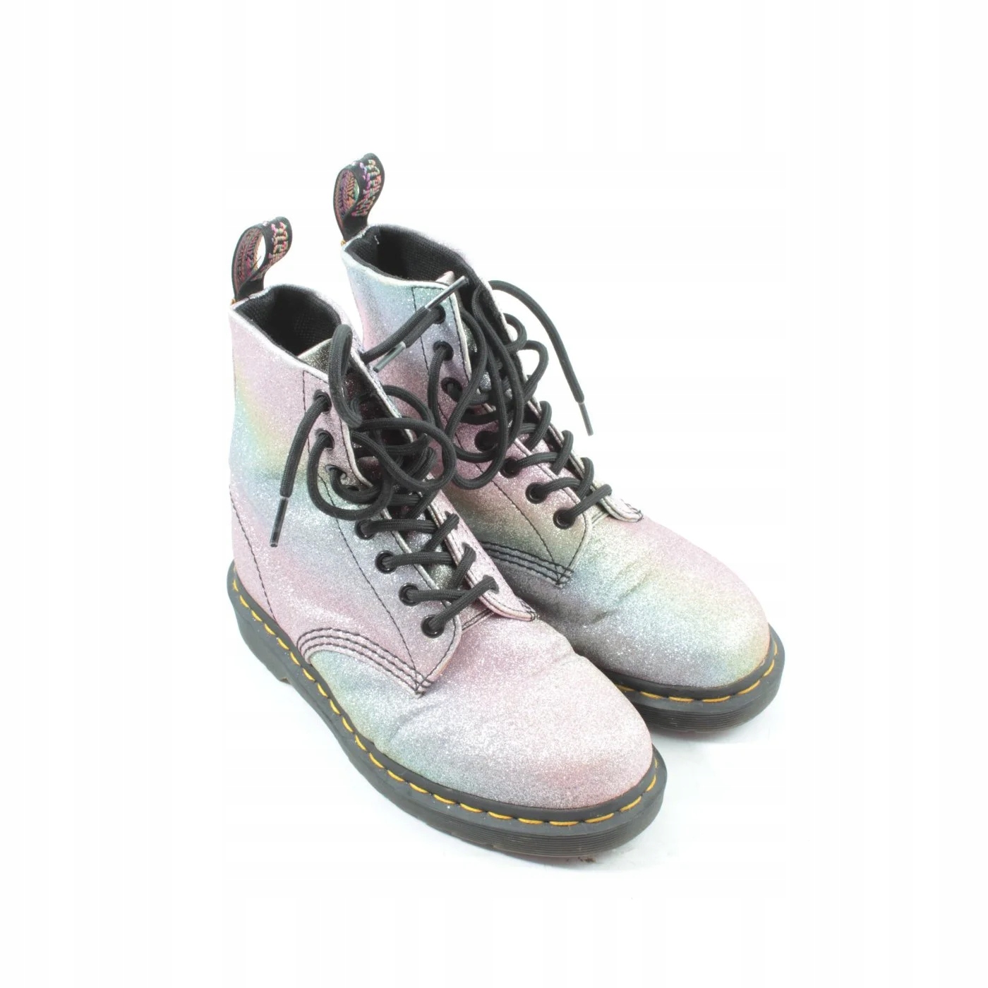 DR. MARTENS Sznurowane botki Rozm. EU 38 srebrny