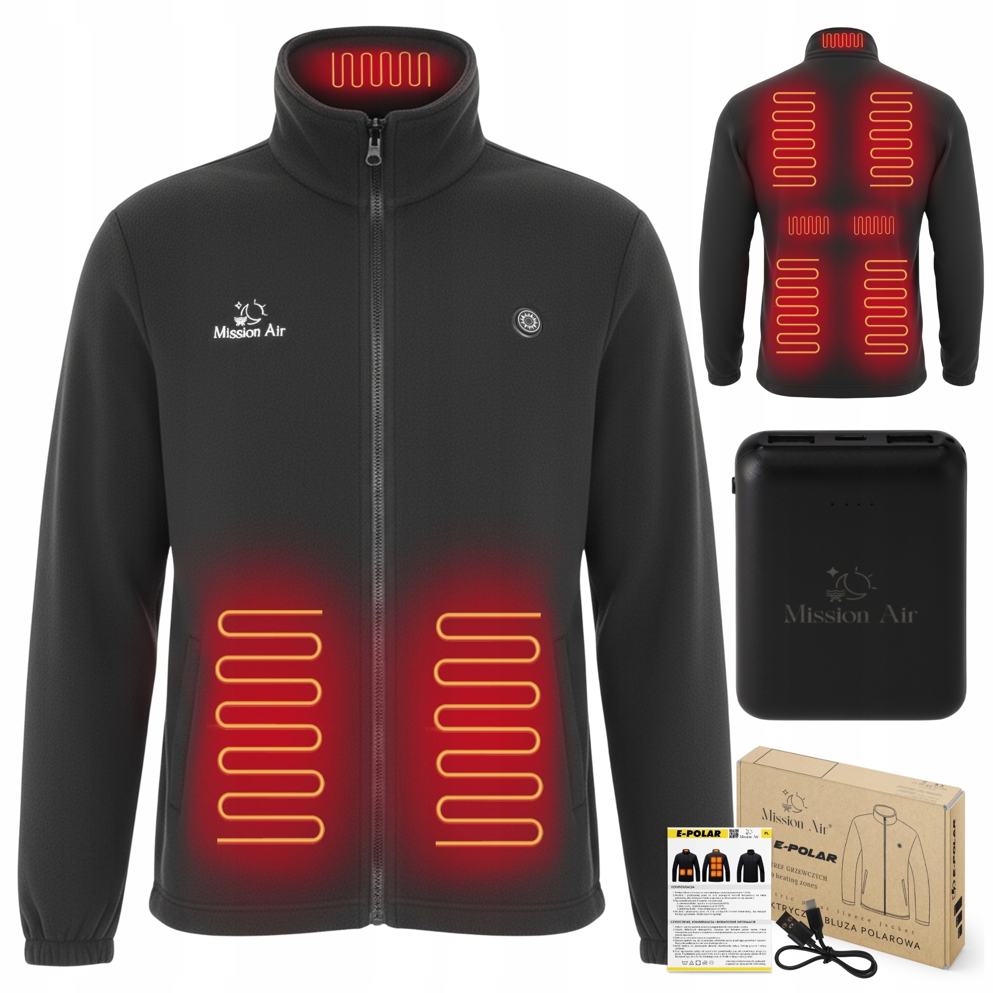 Elektryczny Polar Podgrzewany Grzewczy Bhp Roboczy Ciełpy r. XXXL Powerbank