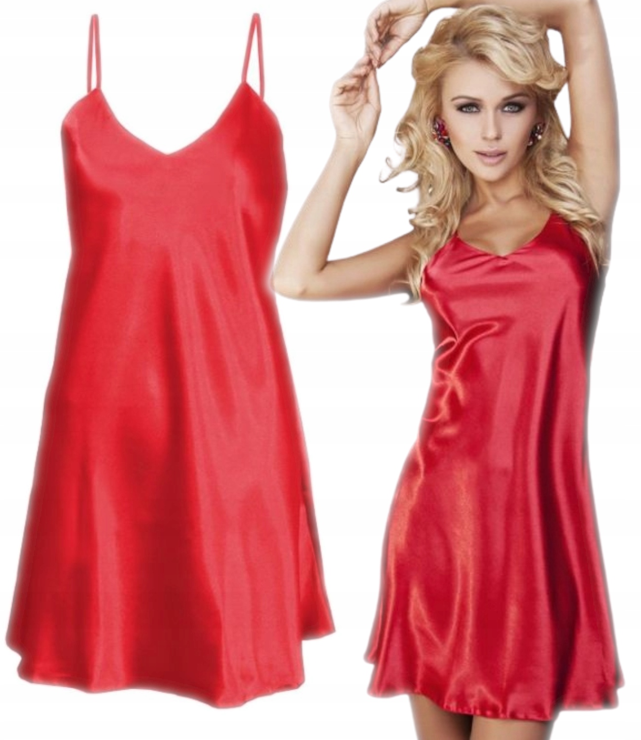 DKaren KAREN satynowa koszulka-halka *2XL CZERWIEŃ