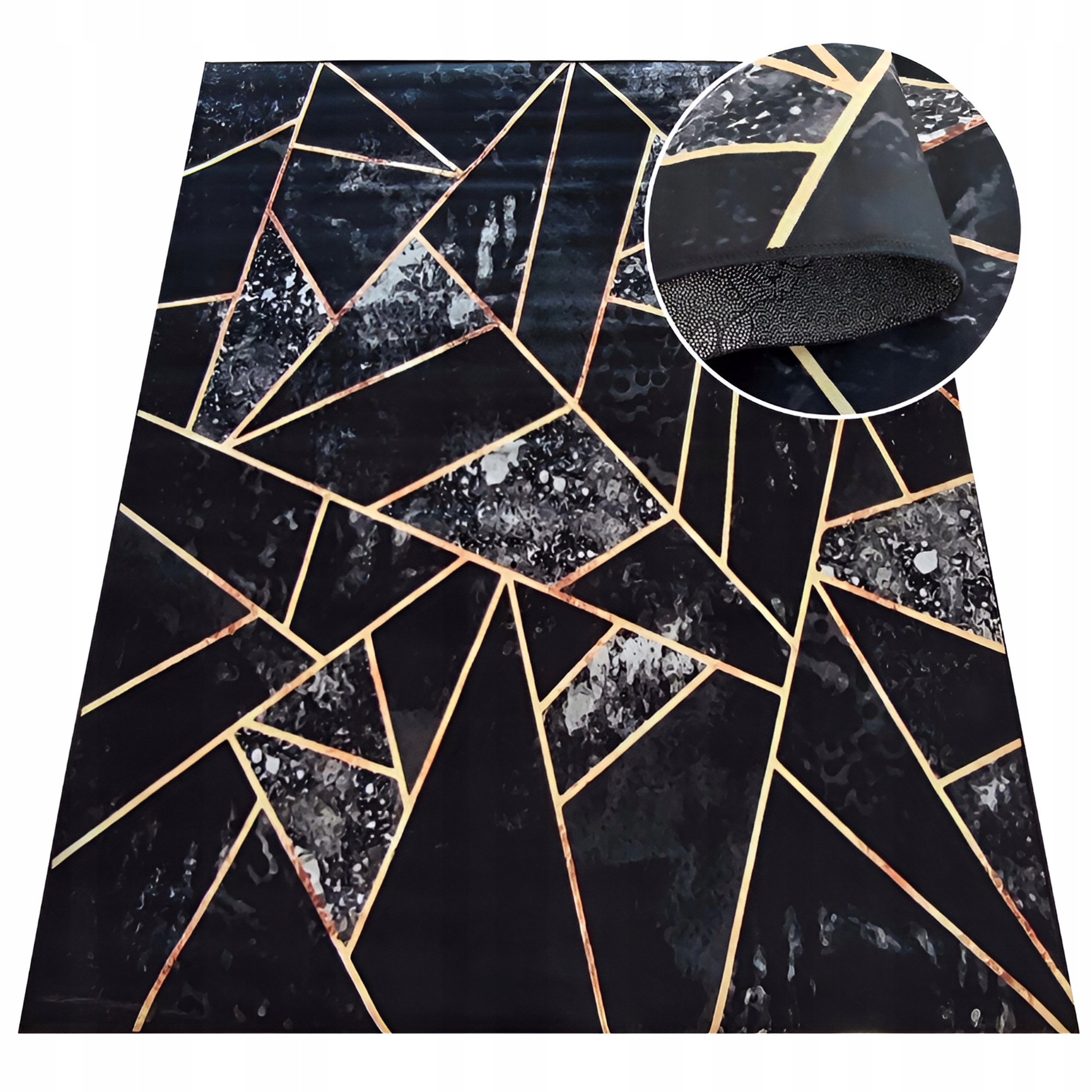 Koberec 200X300 CM Čierny Zlatý Do Obývačky Protišmykový Mozaika Bcf