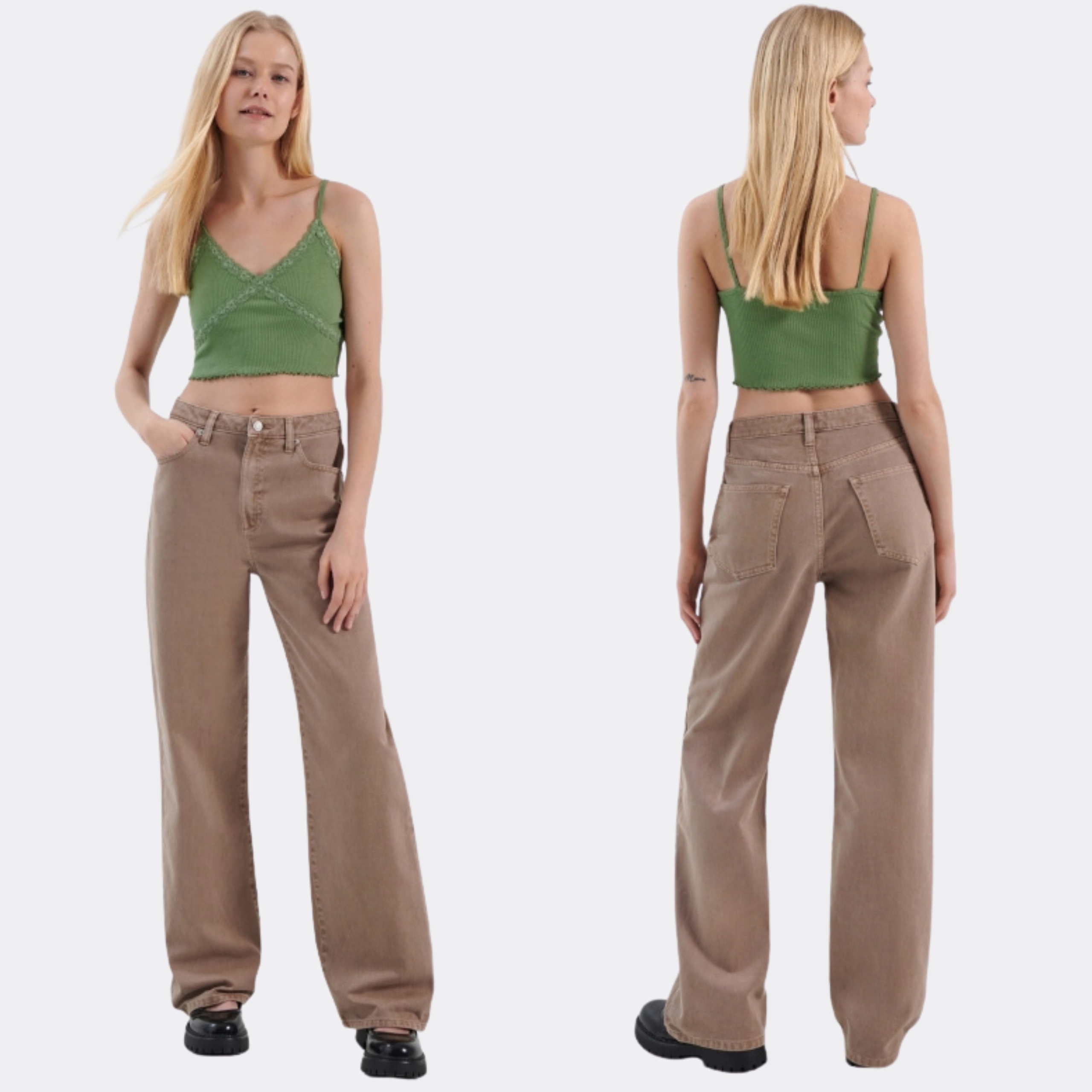 Jeansy damskie, spodnie jeans damskie wide leg z wysokim stanem XL