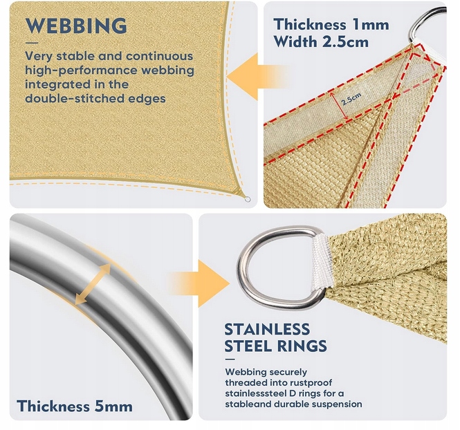 ŻAGIEL PRZECIWSŁONECZNY PIASKOWY ŻÓŁTY 300X300 CM Marka Sekey