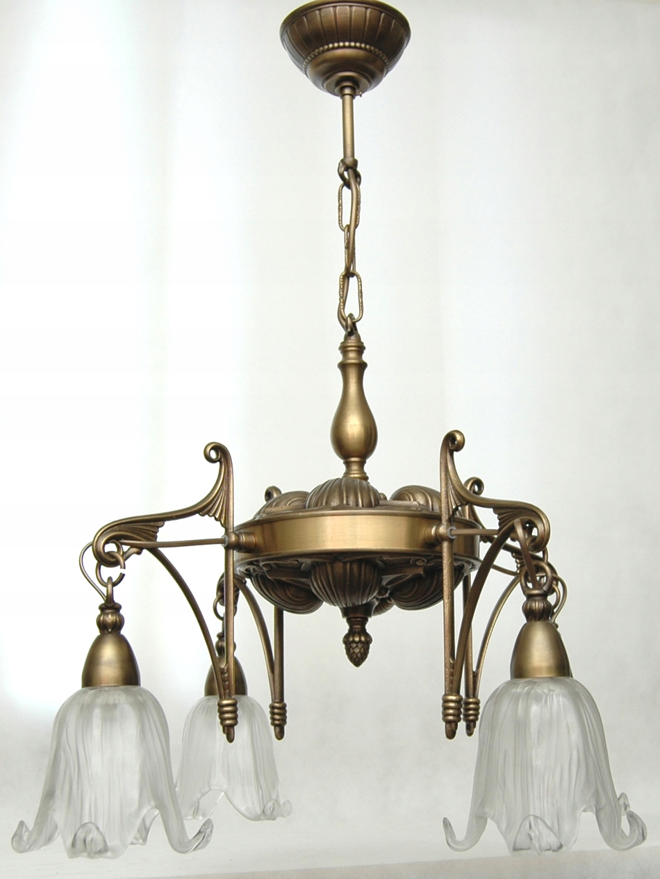 Mosadzný luster, závesná mosadzná lampa