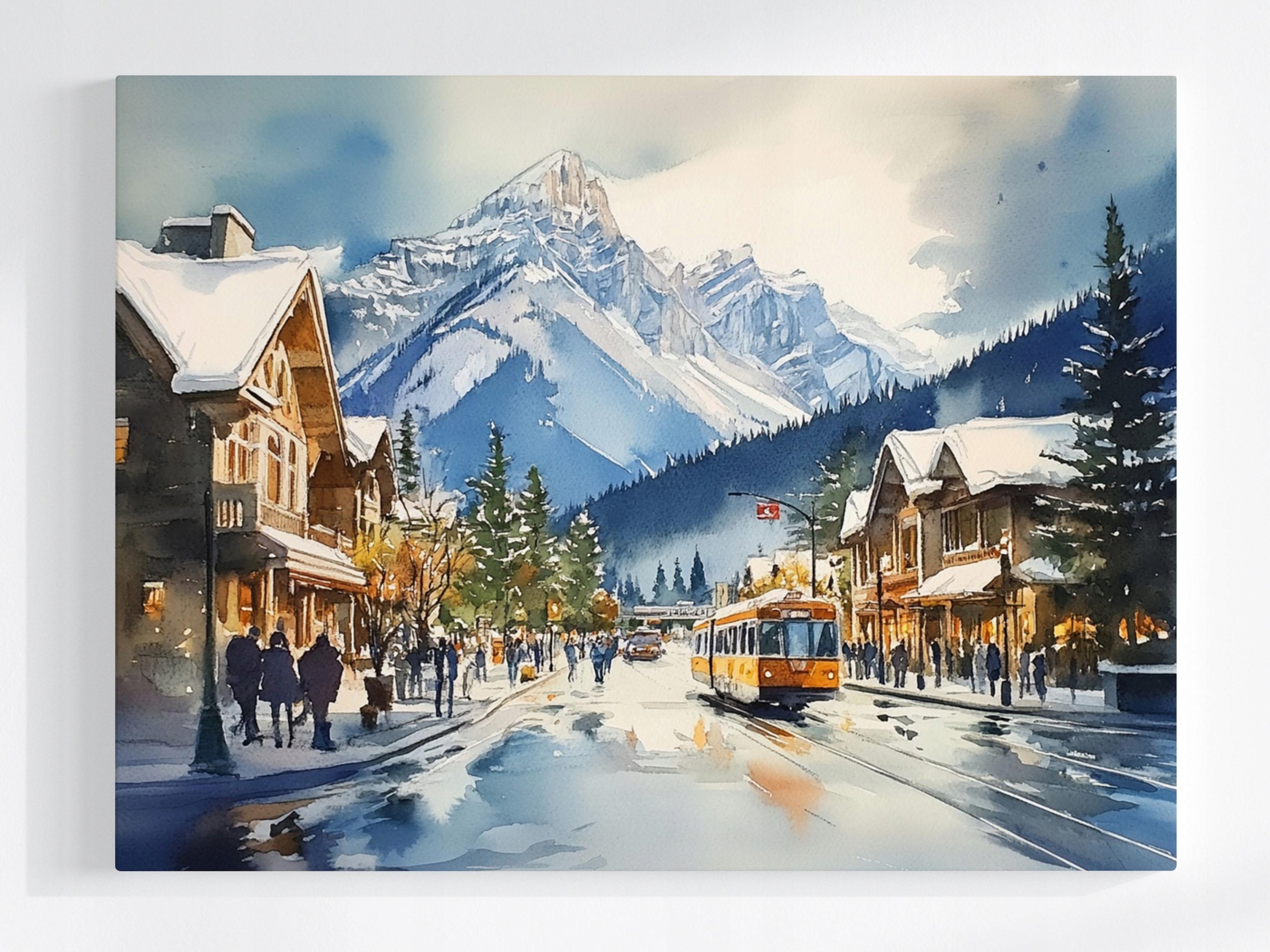 Plakát Městečko Kurort Hory Zima Sníh Ulice Mráz 100x75