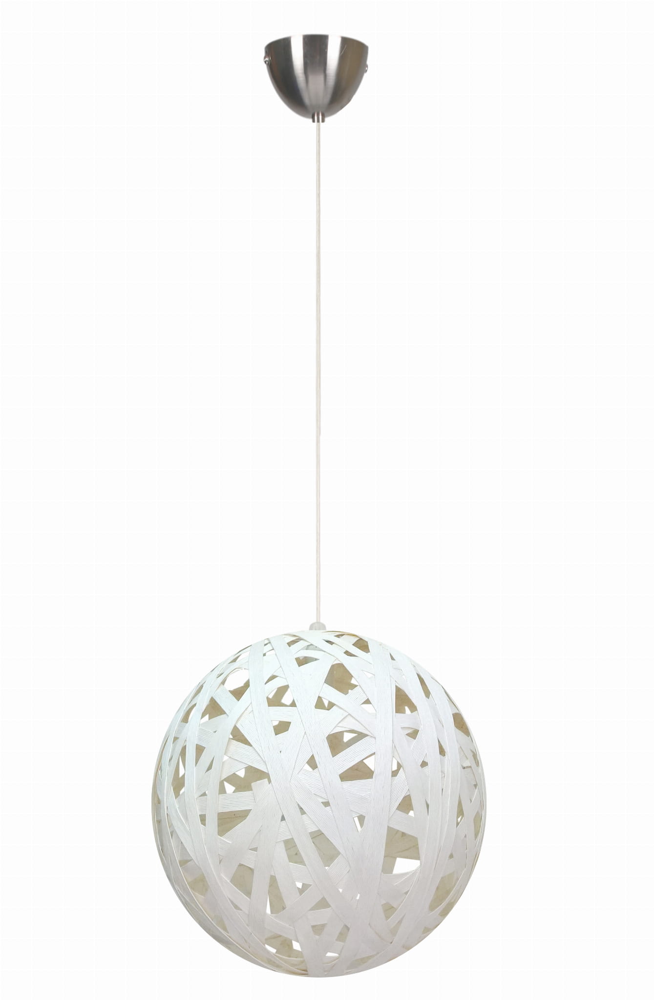 Závesná lampa chrómová biela guľa 40 cm nad stôl do obývačky Candellux